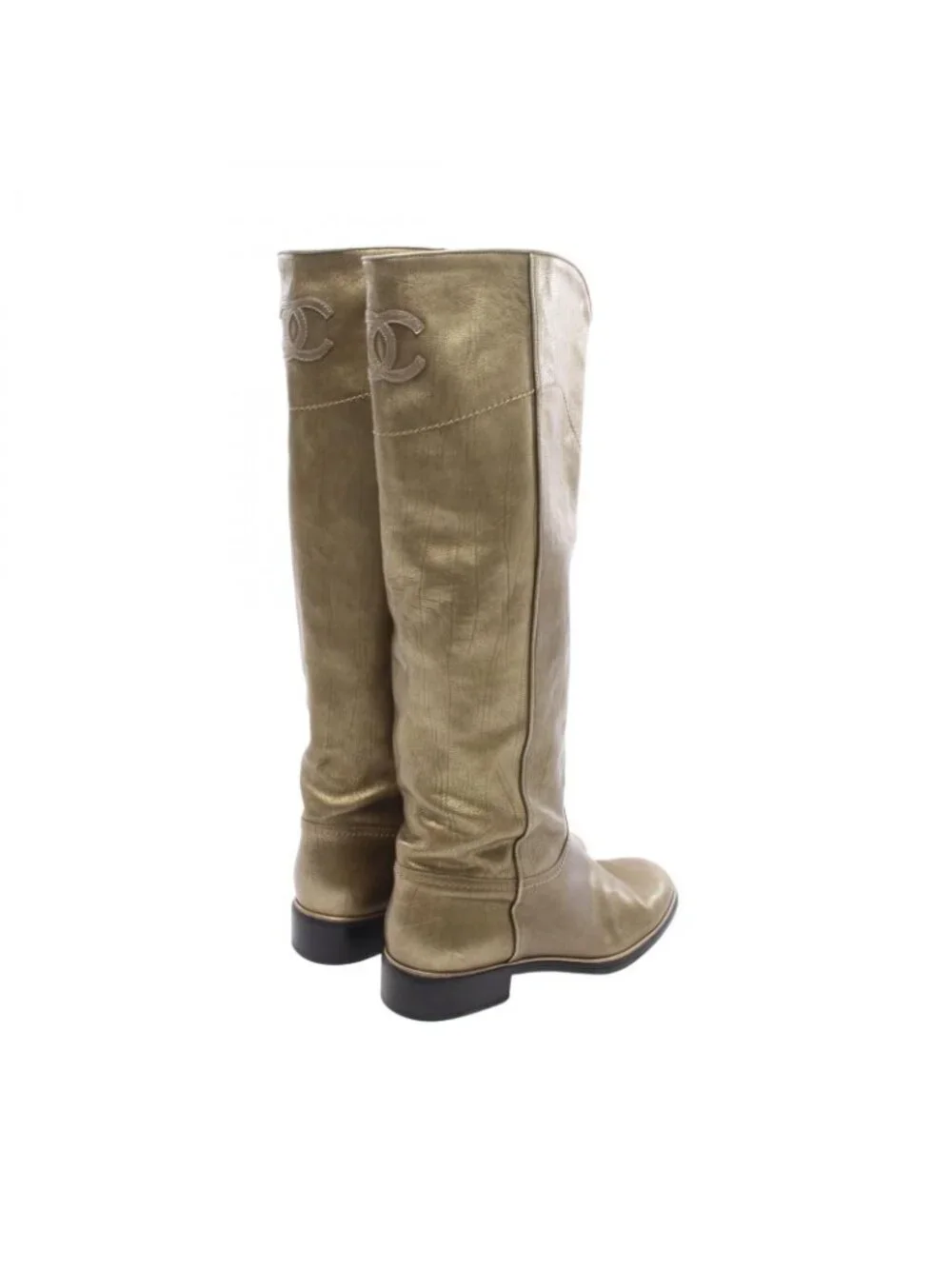 Chanel Boots CC Logo Long Leather